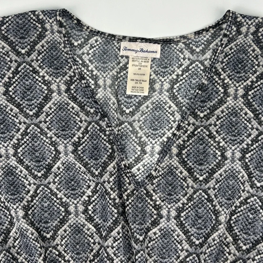 Tommy Bahama Womens Grey Snakeskin Diamond Tassel Swim Cover Up S/M TSW12210C